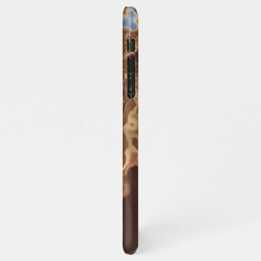 Dark Brown Beige Gray Blue Geode Marble Art iPhone Hülle (Linke Seite)
