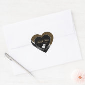 Dark Brown Black and Hearts Wavy Silver Vielen Dan Herz-Aufkleber (Umschlag)