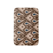 Dark Brown Blue Bohemisch Ikat Tribal Muster Badematte (Vorderseite Vertikal)