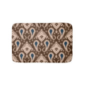 Dark Brown Blue Bohemisch Ikat Tribal Muster Badematte (Vorderseite)