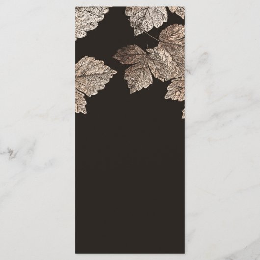 Dark Brown & Bronze Blätter Rustikales Fall Menü Menükarte (Rückseite)
