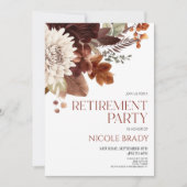 Dark Brown Burgundy Floral Blume Pension Party Einladung (Vorderseite)