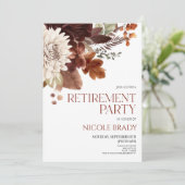 Dark Brown Burgundy Floral Blume Pension Party Einladung (Stehend Vorderseite)