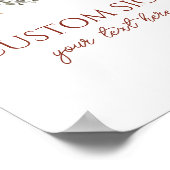 Dark Brown Burgundy Floral Custom Party Sign Poster (Ecke)