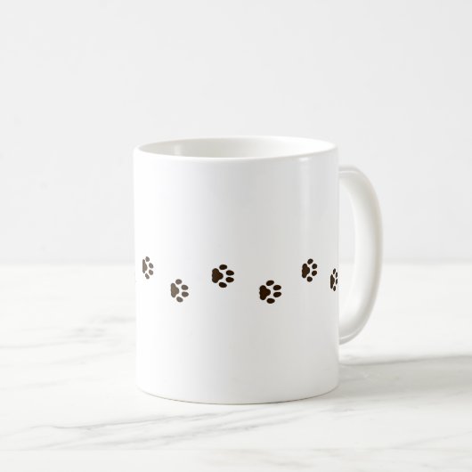 Dark Brown Cat Paw Prints Feline Tracks Kaffeetasse (VorderseiteRechts)
