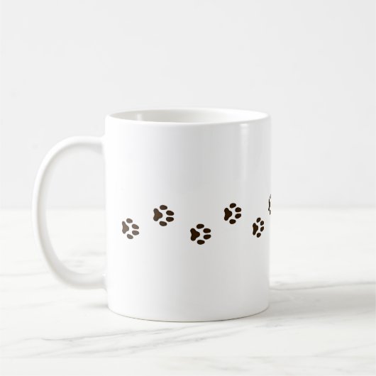 Dark Brown Dog Paw Prints Canine Tracks Kaffeetasse (Links)