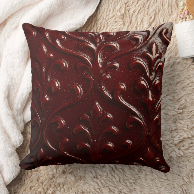  Dark brown embossed leather texture  Kissen (Decke)