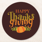 Dark Brown Fall glücklich Thanksgiving Yellow Pump Runder Pappuntersetzer (Vorderseite)