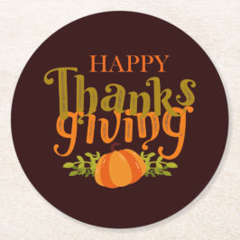 Dark Brown Fall glücklich Thanksgiving Yellow Pump Runder Pappuntersetzer