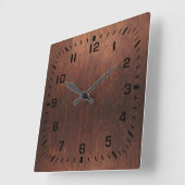 Dark Brown Faux Wood Quadratische Wanduhr (Winkel)