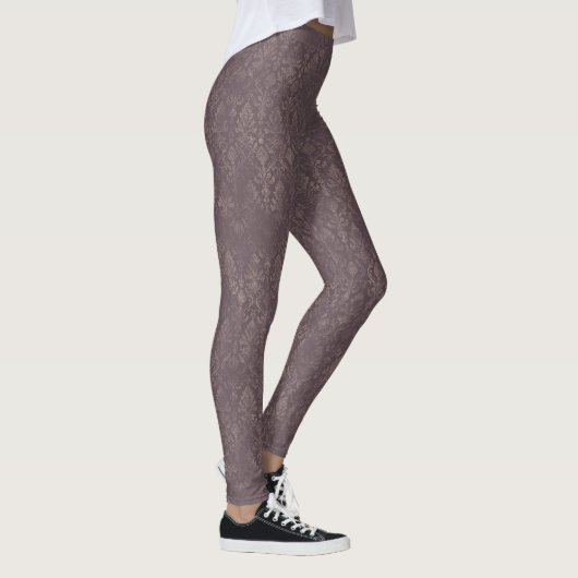 Dark Brown Floral Damask Muster - Leggings (Rechts)