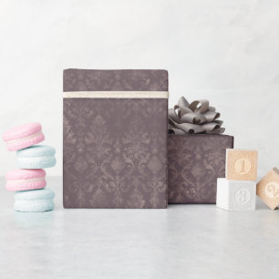Dark Brown Floral Damask Wrapping Paper Roll Geschenkpapier