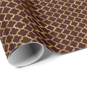 Dark Brown & Gold Geometric Quatrefolienmuster Geschenkpapier (Rolleneckpunkt)