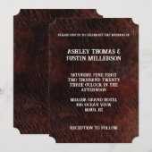 Dark Brown Imitats Leather Wedding Einladung (Vorne/Hinten)