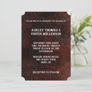 Dark Brown Imitats Leather Wedding Einladung