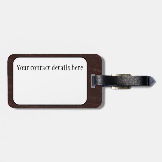 Dark Brown Leather Gepäckanhänger (Rückseite horizontal)