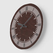 Dark Brown Leather Große Wanduhr (Winkel)