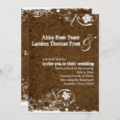 Dark Brown Leather Lace Wedding Einladung (Vorne/Hinten)