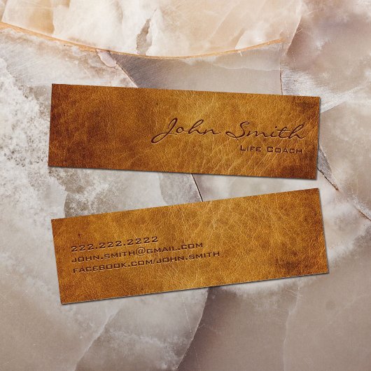 Dark Brown Leather Life Coach Business Card Mini Visitenkarte