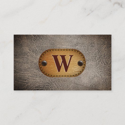 Dark Brown Leather | Monogramm Visitenkarte (Vorderseite)