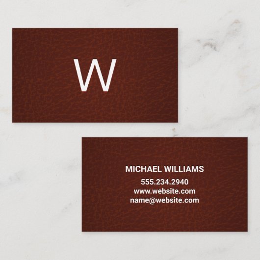 Dark Brown Leather Visitenkarte (Vorne/Hinten)