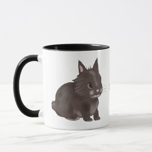 Dark brown lionhead bunny tasse (Links)