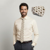 Dark Brown Micro Floral Beige Tie Krawatte