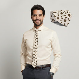 Dark Brown Micro Floral Beige Tie Krawatte