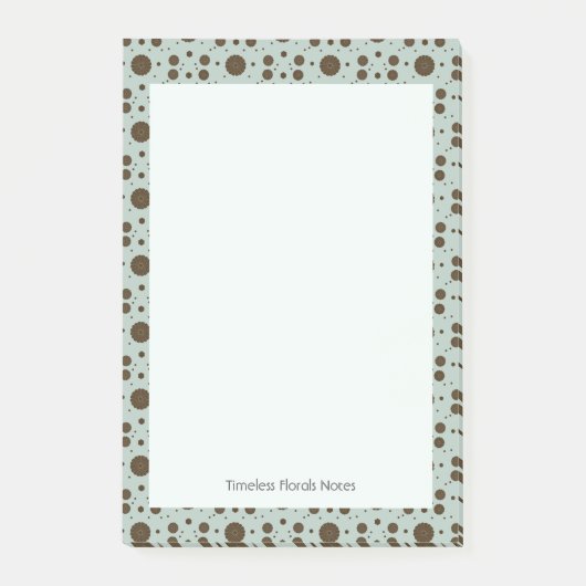 Dark Brown Micro Floral Sage Green Post-it Klebezettel (Vorderseite)