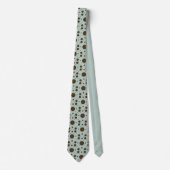 Dark Brown Micro Floral Sage Green Tie Krawatte (Vorderseite)