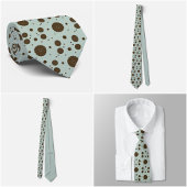 Dark Brown Micro Floral Sage Green Tie Krawatte