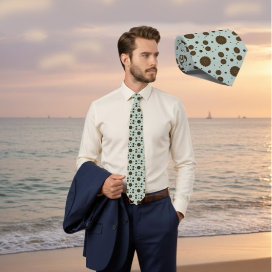 Dark Brown Micro Floral Sage Green Tie Krawatte