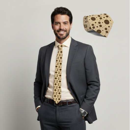 Dark Brown Micro Floral Sand Tie Krawatte