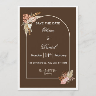 Dark Brown Minimalist Boho Wedding Invitation Einladung