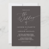 Dark Brown Minimalistisch Rustic Wedding Einladung (Vorderseite)