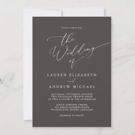 Dark Brown Minimalistisch Rustic Wedding Einladung