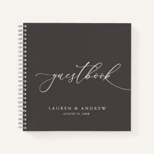 Dark Brown Minimalistisch Wedbook Notebook Notizblock