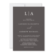 Dark Brown Monogram Simple Minimalistisch Wedding 