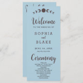 Dark Brown Moon Phases Blue Wedding Program (Vorne/Hinten)