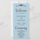 Dark Brown Moon Phases Blue Wedding Program (Vorderseite)