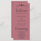 Dark Brown Moon Phases Rose Gold Wedding Program (Vorne/Hinten)