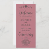Dark Brown Moon Phases Rose Gold Wedding Program (Vorderseite)