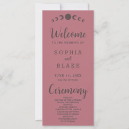 Dark Brown Moon Phases Rose Gold Wedding Program