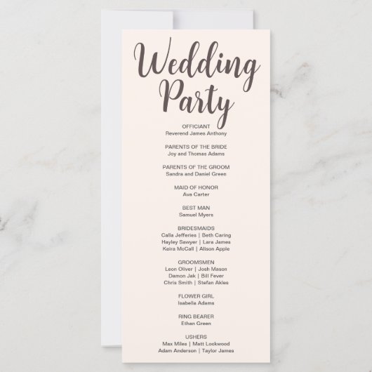 Dark Brown Moon Phases Seashell Wedding Program (Rückseite)