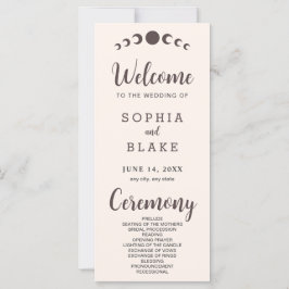 Dark Brown Moon Phases Seashell Wedding Program