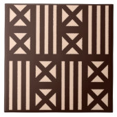 Dark Brown MudCloth Inspirierte Fliesenkreuzung Fliese (Vorderseite)