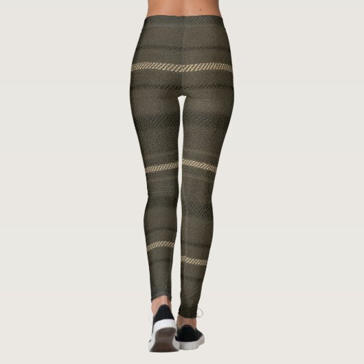 Dark Brown Neutral Rustic Military Tartan Leggings (Rückseite)