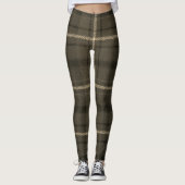Dark Brown Neutral Rustic Military Tartan Leggings (Vorderseite)