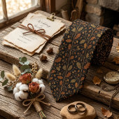 Dark Brown Oak Leaf Damask Krawatte