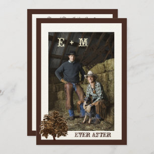 Dark Brown Oak Tree Foto Hochzeitseinladung Einladung